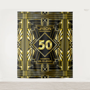 Tenture 50e Anniversaire Art Déco Or Noir Gatsby le Magnif