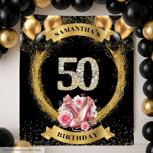 Tenture 50e Anniversaire Bannière Numéros de diamant talon