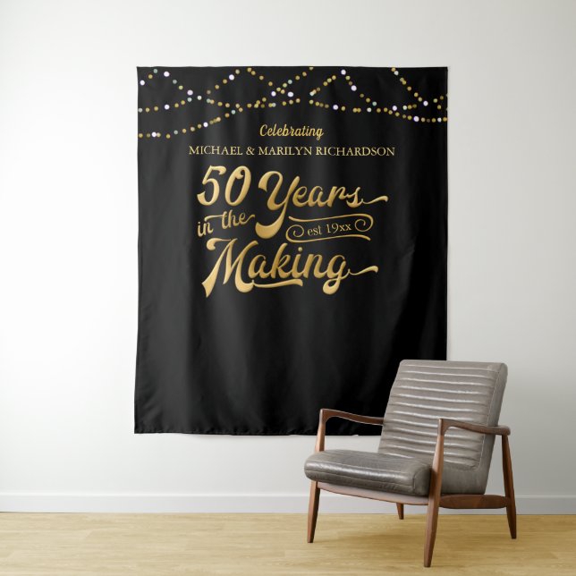 Tenture 50e anniversaire Black and Gold Photo fond (En situation)
