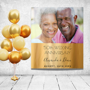 Tenture 50e anniversaire d'or mariage sur mesure photo chi