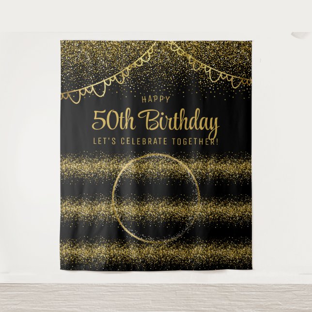 Tenture 50e anniversaire Gold Celebration Photo Contexte (Devant)