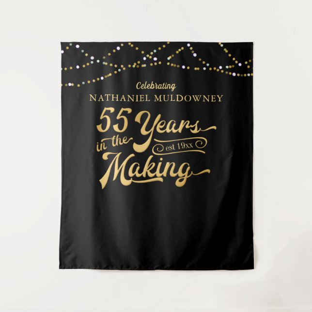 Tenture 55e anniversaire Black Gold Photo Op fond (Devant)