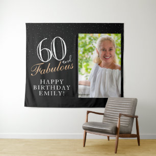 Tenture 60 et Fabulous Black 60th Birthday Photo fond