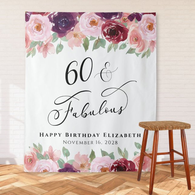 Tenture 60 Merveilleux Fête d'anniversaire aquarelle flora (Créateur téléchargé)