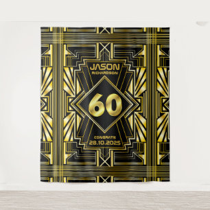 Tenture 60e Anniversaire Art Déco Or Noir Gatsby le Magnif