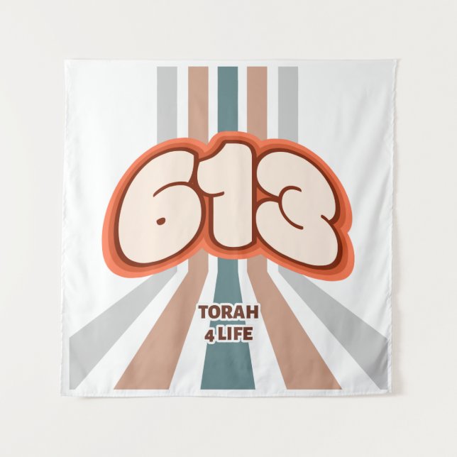 Tenture 613 Torah for Life - Art rétro funky juif (Devant)