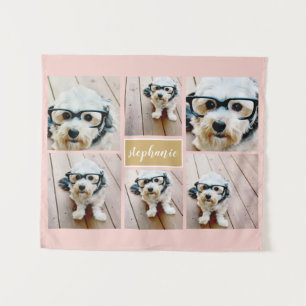 Tenture 6 Photo Collage Nom Minimaliste - Peut modifier la