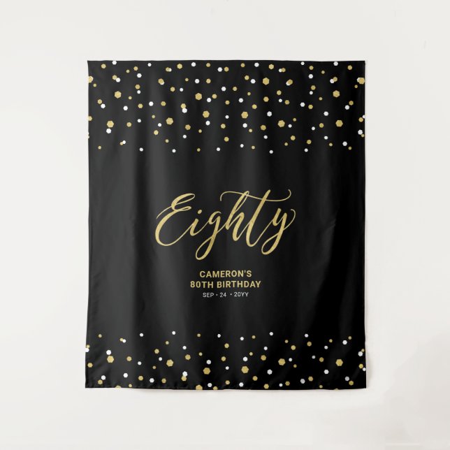 Tenture 80 Gold & Black 80th Birthday Party Contexte (Devant)