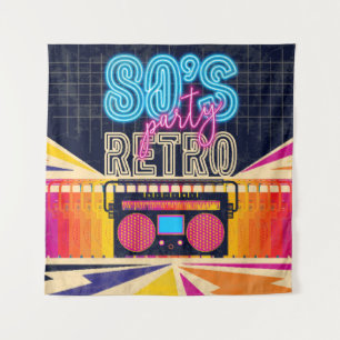 Tenture 80s, retro music party. Old style poster. Disco fl