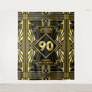Tenture 90e anniversaire Art Déco Gold Black Great Gatsby