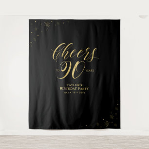 Tenture À 90 ans, fête d'anniversaire Gold & Black 90