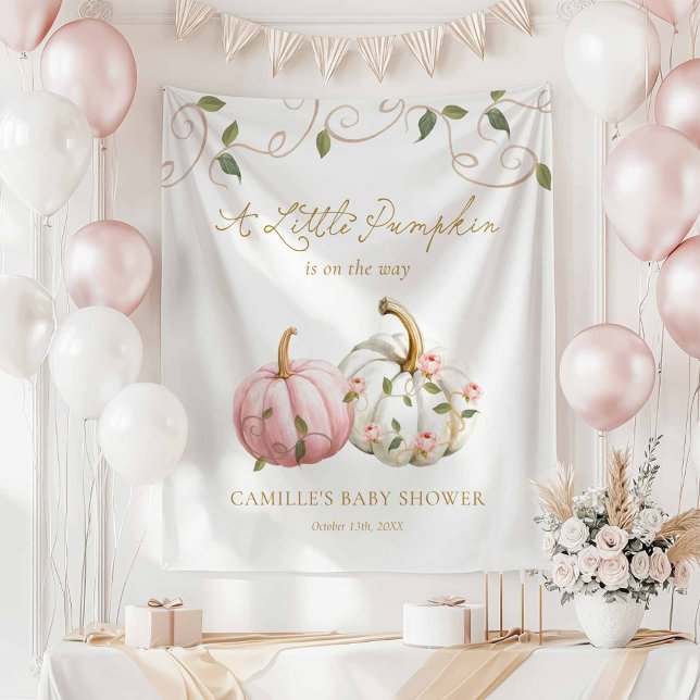 Tenture A Little Pumpkin Party Banner (A little Pumpkin Girl Baby Shower Backdrop)