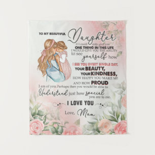 Tenture À Mon Cadeau Fille, Lettre D'Amour Fille Et Maman