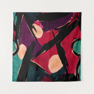 Tenture Abstract acrylic modern painting fragment. Colorfu