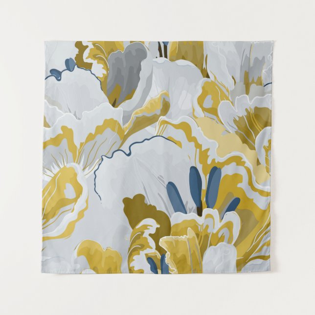 Tenture Abstract seamless pattern. Light grey,  yellow,  g (Devant)