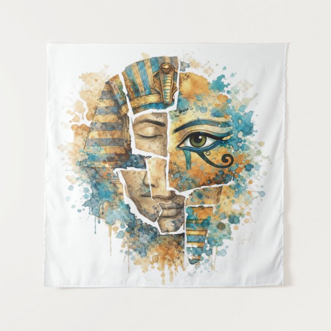 Tenture AbstractAncientEgyptian Pharaoh with Eye of Horus  (Devant)