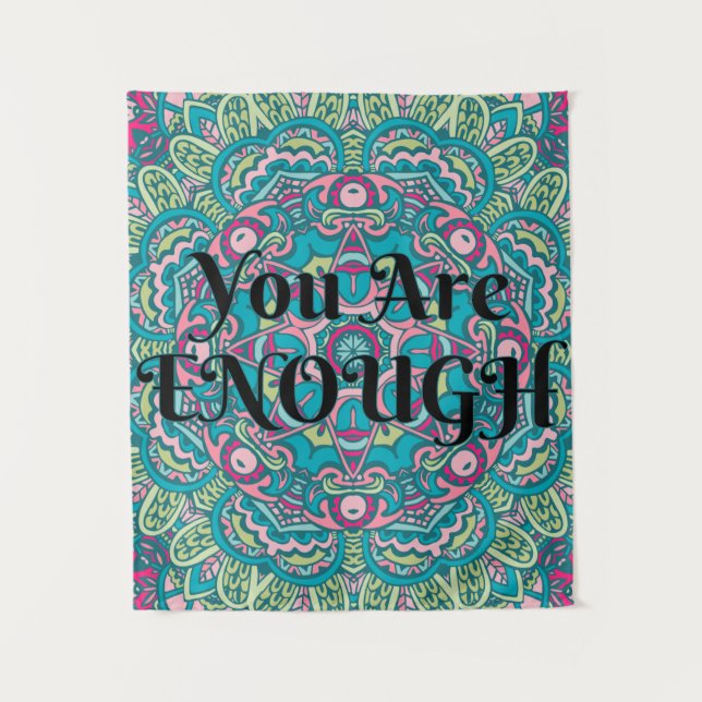 Tenture Abstrait Boho Mandala Vous Êtes Assez Affirmation (Devant)