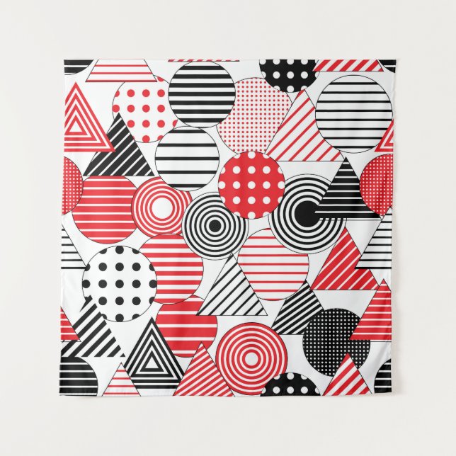 Tenture Abstrait Vintage : Points et Rayures (Devant)