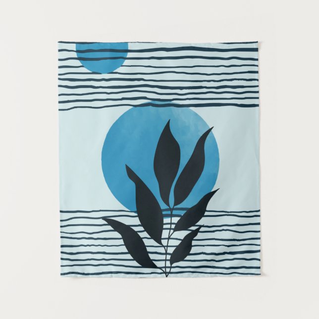 Tenture Abstraite feuille tropicale contemporaine du milie (Devant)