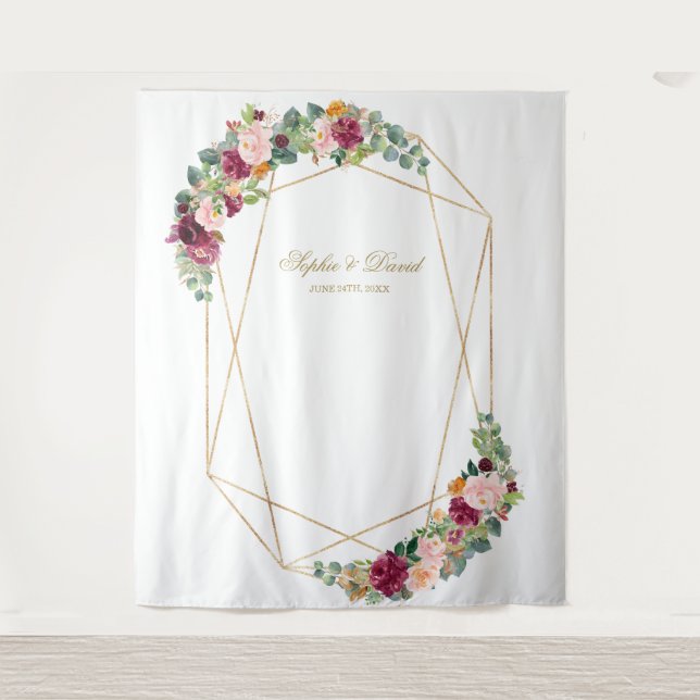 Tenture Accessoire de mariage floral doré en luxe eucalypt (Devant)