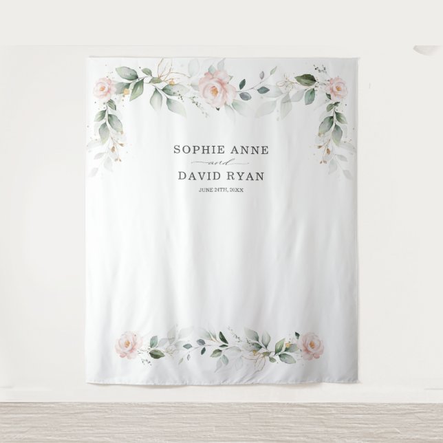 Tenture Accessoire de photo de mariage floral rose verdure (Devant)