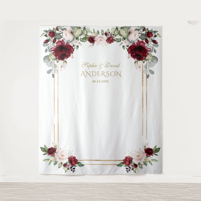 Tenture Accessoire de photo de mariage floral rouge de Bou (Devant)