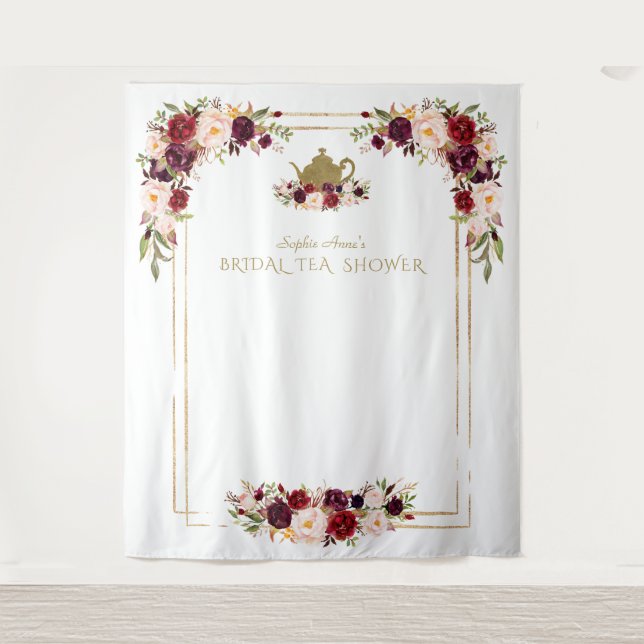 Tenture Accessoire de photo de thé de mariage floral rose  (Devant)