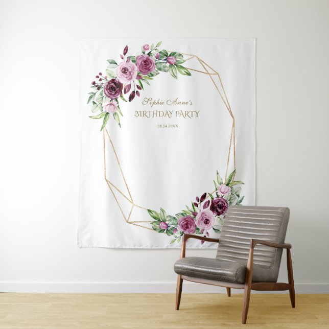 Tenture Accessoire de photo pour anniversaire avec floral  (En situation)