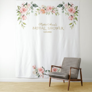 Tenture Accessoire de photo pour Baby Shower avec fleurs r