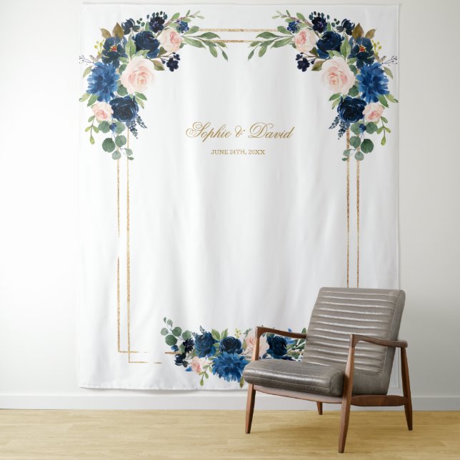 Tenture Accessoire de photobooth de mariage en or floral b (En situation)