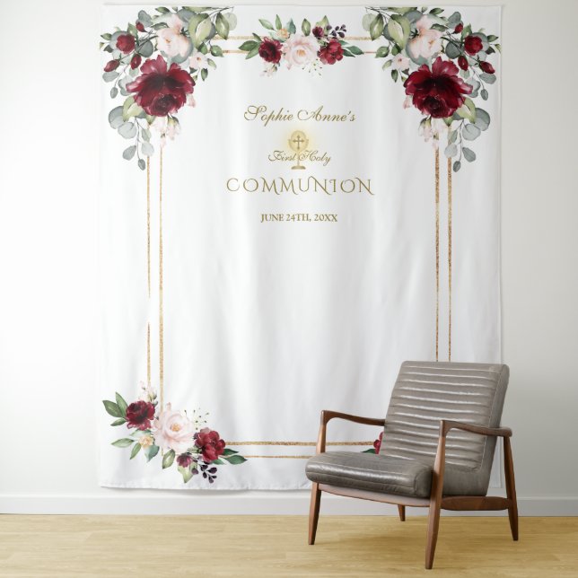 Tenture Accessoire de première communion avec fleurs de co (En situation)