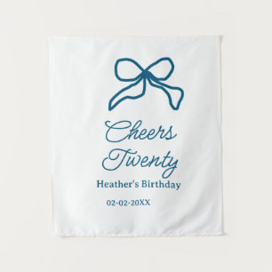 Tenture Acclamations vingt ruban d'anniversaire bleu nom d