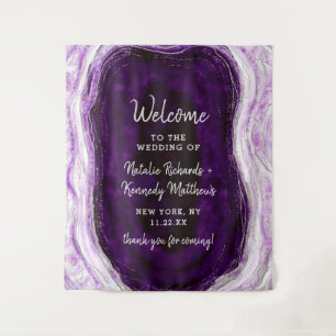 Tenture Accueil de mariage Améthyste Violet & Geode Argent