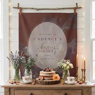 Tenture Accueil de Mariage Floral Rustique en Brique Ancie