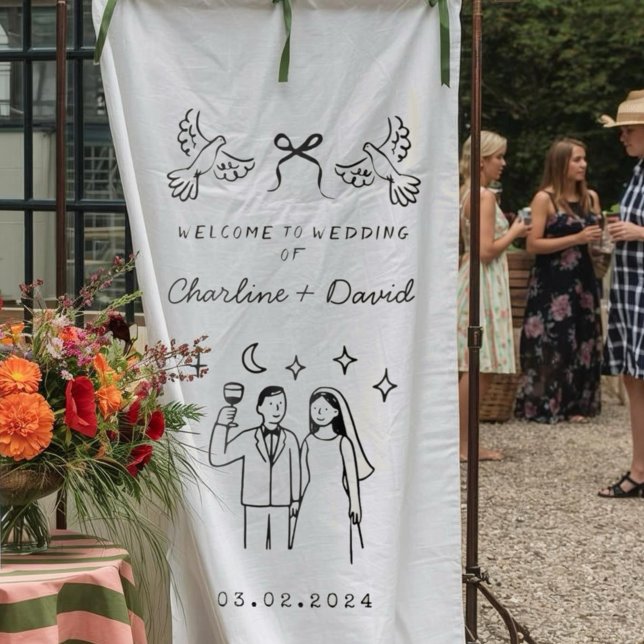 Tenture Accueil du Mariage Scribble Dessin À Main (Créateur téléchargé)