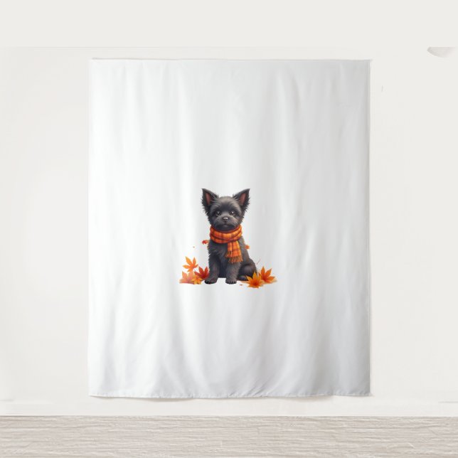 Tenture Affenpinscher Au Coeur Fait De Feuilles D'Automne (Devant)