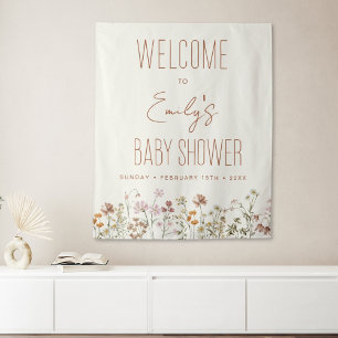 Tenture Affiche de bienvenue fleur sauvage Baby shower En 