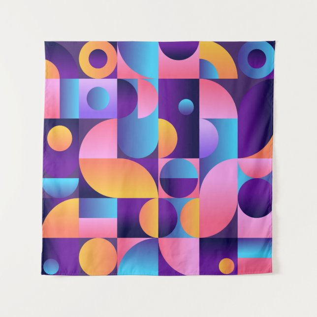 Tenture Affiche Synthwave Bauhaus Neon #1 violet foncé ros (Devant)