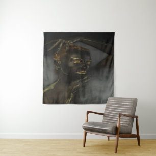 Tenture African Art Woman Tapestry noir et or