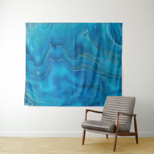 Tenture Agate de marbre bleu et Turquoise Résumé
