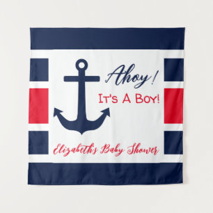 Tenture Ahoy C'est un garçon ! Baby shower nautique