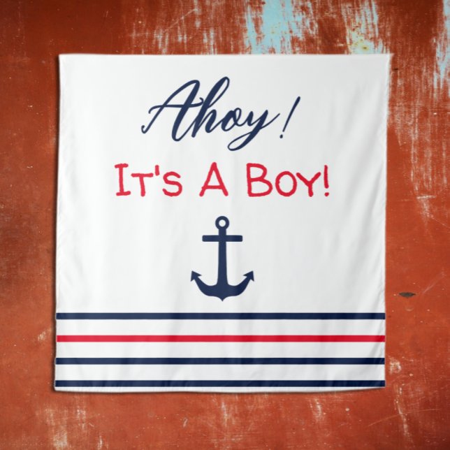 Tenture Ahoy C'est un garçon ! Baby shower nautique (Créateur téléchargé)