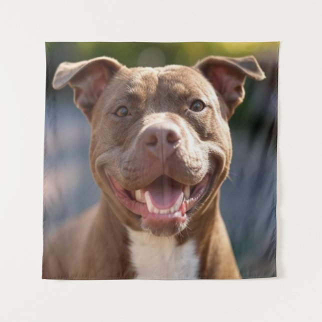 Tenture Ajouter une photo de Pit Bull Personnaliser (Devant)