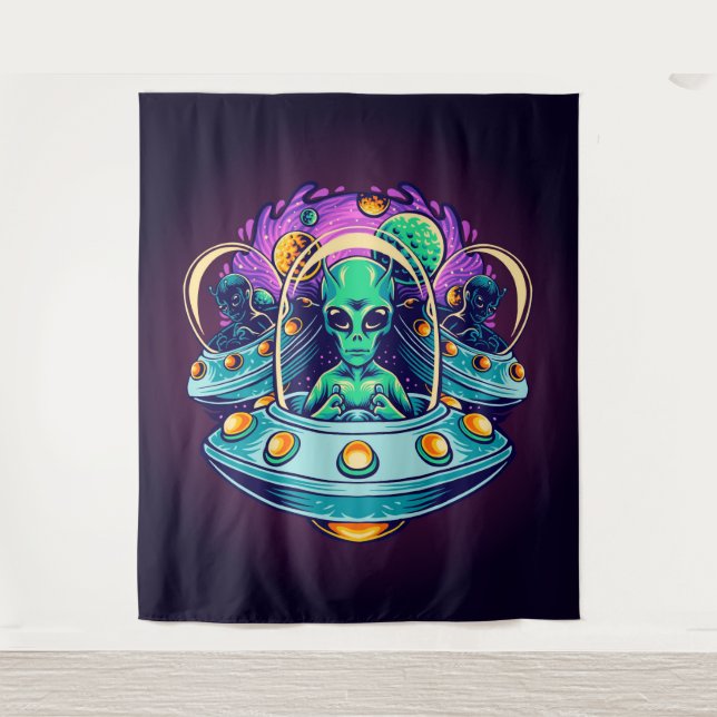 Tenture Aliens dans l'espace (Devant)