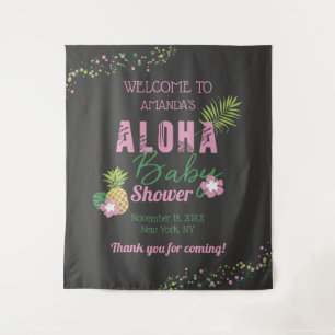 Tenture Aloha Baby Rose & Green Girl Baby shower Bienvenue