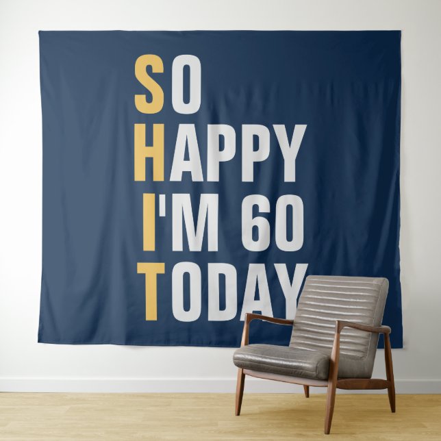Tenture Alors heureux d'avoir 60 ans 60e anniversaire bann (En situation (horizontale))