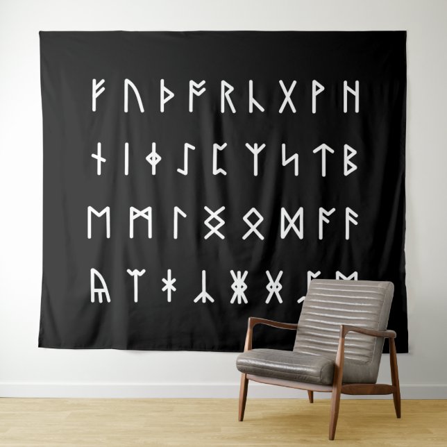 Tenture Alphabet Runique [Futhorc] (En situation (horizontale))