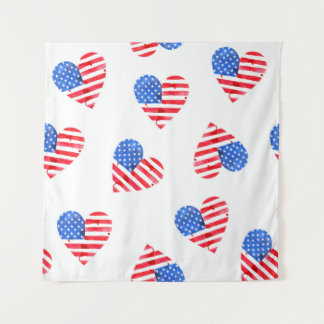 Tenture American Flag Hearts Aquarelle en toute transparen