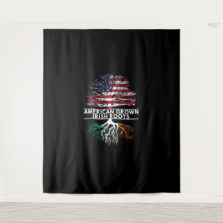 Tenture American Grown Irish Roots Flag Irlande ST. PATRIQ