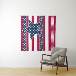 Tenture American ptriot traditional flag colors red navy w